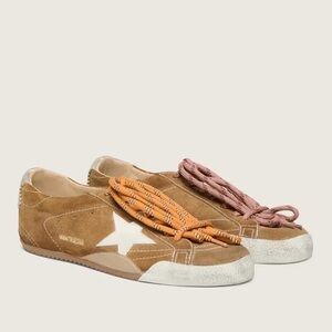 Golden Goose Tan Suede Sneakers with White Star